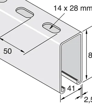 Rail 41x83 épaisseur 2,5 mm